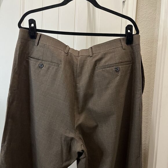 Lauren Ralph Lauren Pants Mens 36X32 Brown Wool Trousers Pleated Turn up - Picture 7 of 10